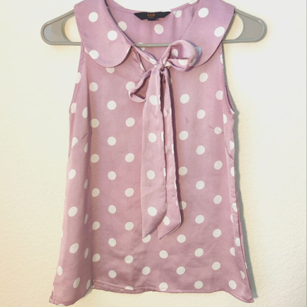 Zink London Women's Lavender Printed  Polka Dot Top - Picture 3 of 6